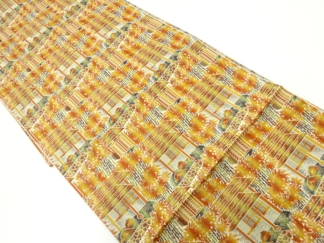 JAPANESE NAGOYA OBI / WOVEN SCENERY OF HOUSE